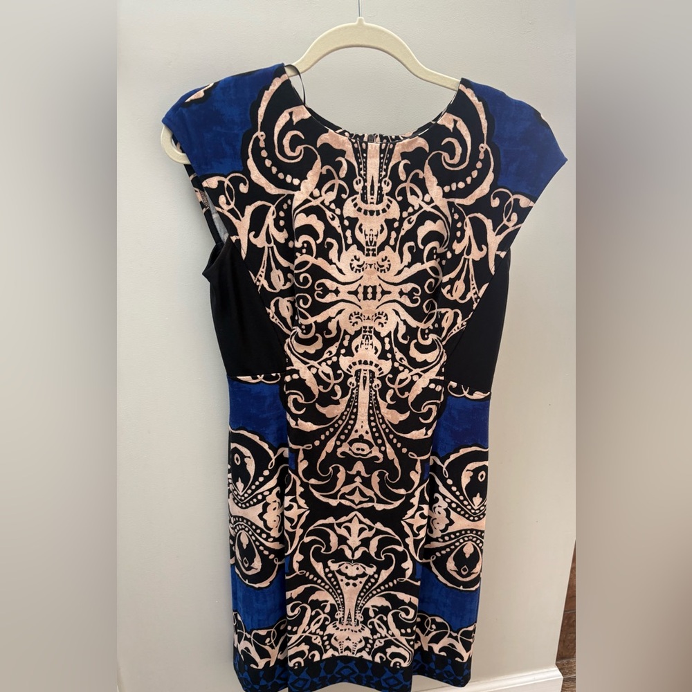 Donna Morgan Black and Blue Ornate Dress